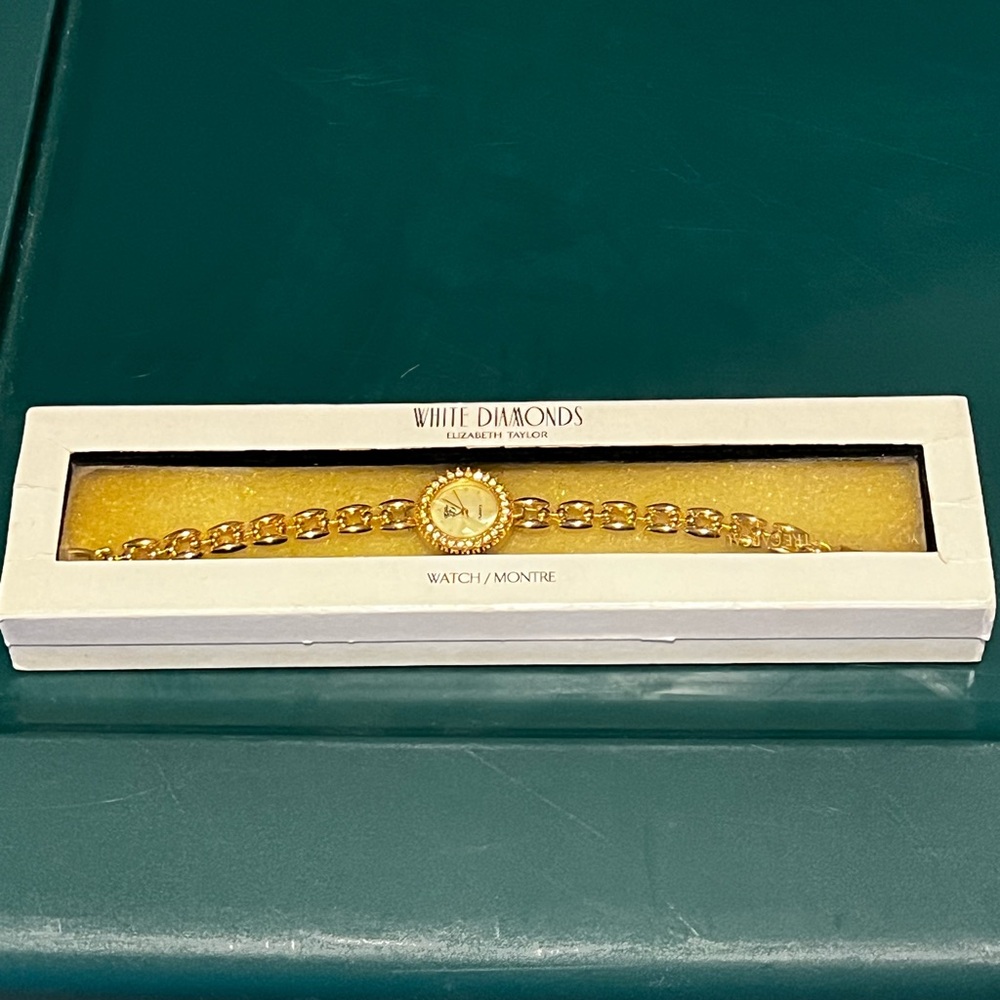 White Diamonds Gold Watch by Elizabeth Taylor